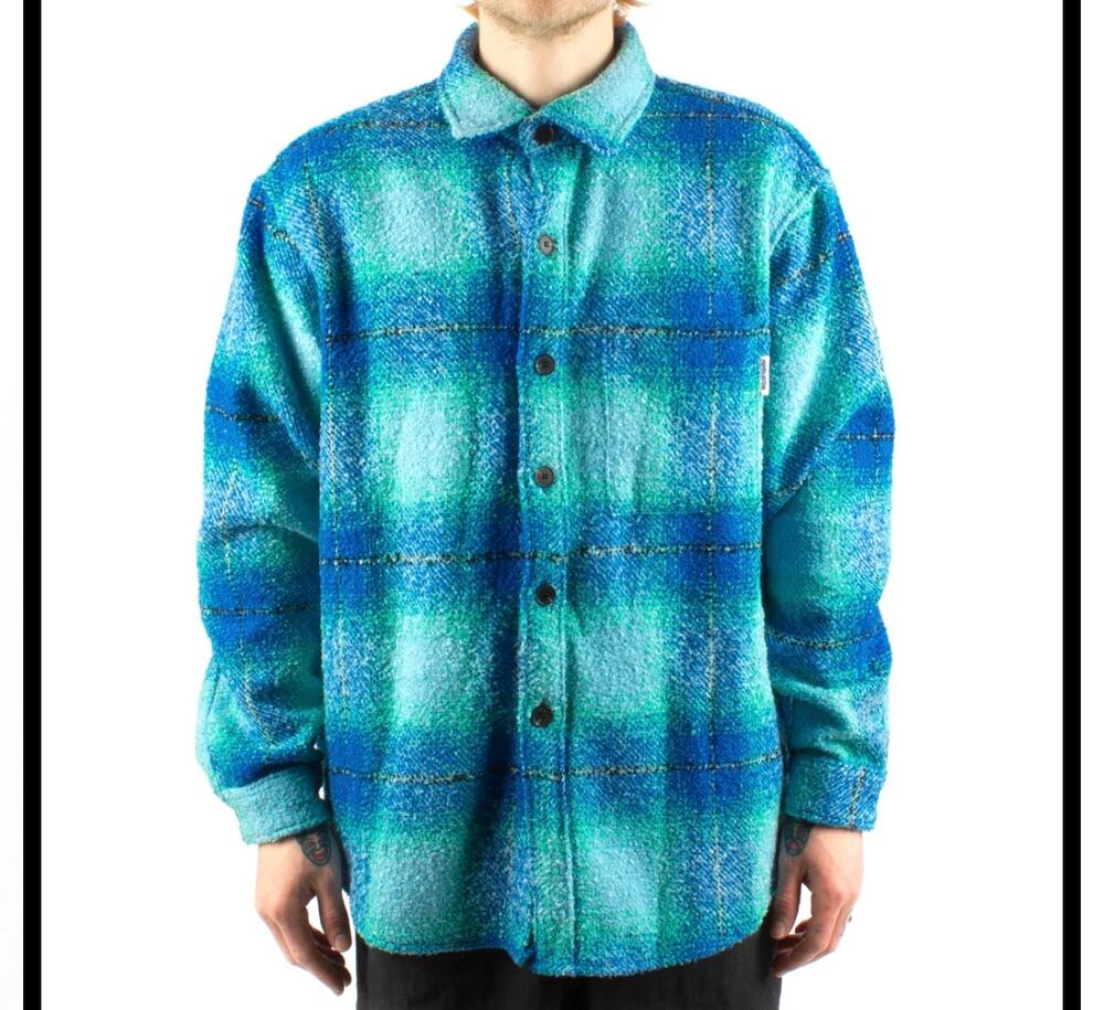 Fucking Awesome Heavy Flannel Overshirt, Blue/Green, Medium